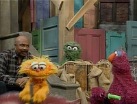 Telly and Zoe both use Telly's and Oscar's pogo sticks in Sesame Street Episode 3795.