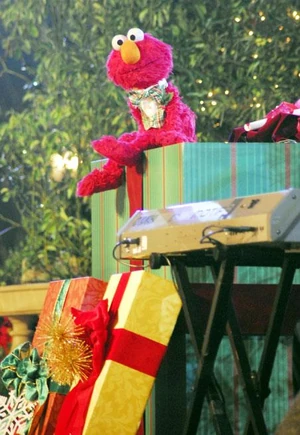 Elmo at the tree lighting ceremony.