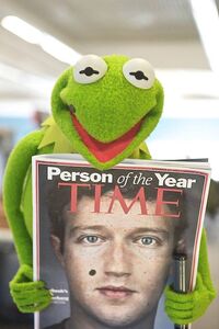 "With mole on his face, don’t I look exactly like Mark Zuckerberg? Maybe next time I take his place! #BadFrog"