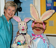 The White Rabbit puppet as the Easter Bunny on Donna's Day