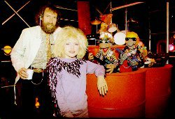 Jim Henson, Debbie Harry, and the band from the taping of the "Call Me" number.