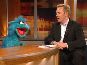 Johannes B. Kerner and Feli Filu on his show's set.