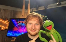 Sheeran and Kermit backstage on America's Got Talent.