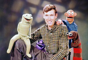 Jim Henson with the cast of Sam and Friends.