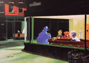 A 1999 German spoof of Nighthawks featuring the Sesamstrasse/ CTW logo.