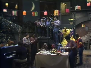 The Sesame Street gang holds a sing-along in  in .