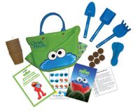 Cookie Monster tote with watermelon seeds