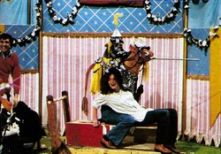 Louise Gold performs in the jousting scene
