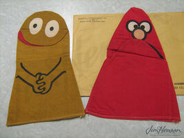 Cloth hand puppets of Wilkins and Wontkins by Community Coffee, 1969
