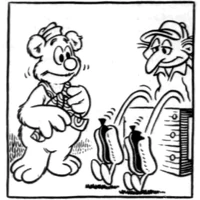 Fozzie's hot dogs "to go" in The Muppets comic strip (March 21, 1983)