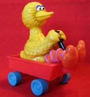 Big Bird in a wagon