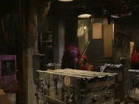 Rizzo blowing dust off a trunk in Muppets Tonight episode 210