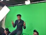 Pharrell on the set