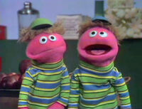 Little Anything Muppets Hot Pink, Reddish Magenta, Orange Pumpkin, Light Green, Brown, and Small Lavander