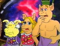 Dr. Strangepork, Miss Piggy, and Link Hogthrob