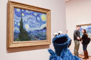 Cookie Monster at the Museum of Modern Art, February 2015.