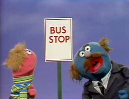 boy and Fat Blue man (singing voice) in "Bus Stop"