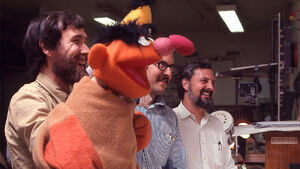 Stone (r.) with Henson and Frank Oz in 1969.