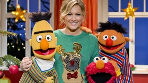 Fischer with her Sesamstrasse friends.