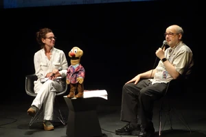 Barbara Miller and Craig Shemin at the launch for Shemin's Sam and Friends book.