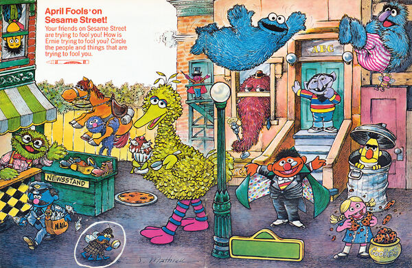 Sesame Street Magazine.' Original Illustration art Big Bird, Cookie  Monster. Burt and Ernie
