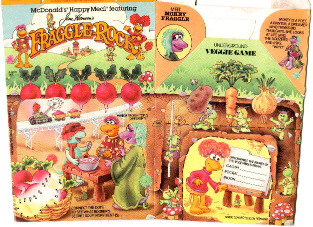 3 Piece LOT FRAGGLE ROCK McDonald's 1980's Happy Meal Toys Driving Veggies B1 