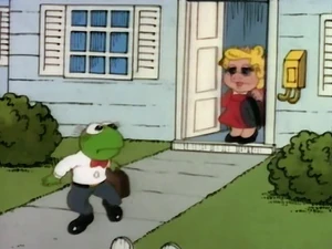 Kermit and Piggy as Blondie and Dagwood.