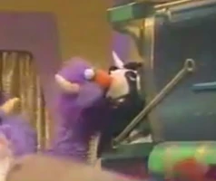 Two-Headed Monster (right head) & a cow"The How Many Game"