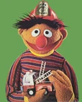 Ernie holding fire truck