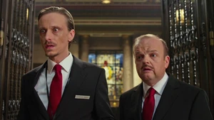 Mackenzie Crook as Prado Museum Guard #1 and Toby Jones as Prado Museum Guard #2.