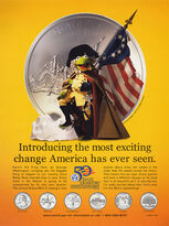 Kermit dressed up as Washington for a print ad for the United State Mint's US State Commemorative Quarter program in 1999.