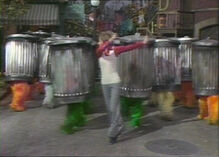 Dancing dustbins on Sesame Street