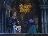 The Count and Susan Sarandon take shelter from a storm at the castle.