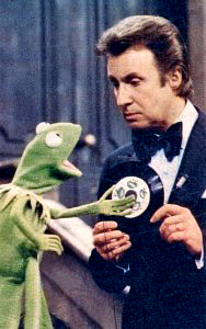 "No LPs, please!" Kermit insists on a frog concert