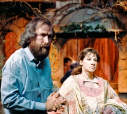 TrishLeeper&JimHenson.jpg (456 KB) Leeper as Ma Gorg, watching playback with director Jim Henson.