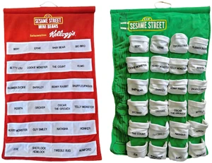 Two wall hanger designs, both made by Kellogg's to display the Sesame Street mini beans.