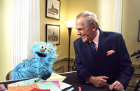 John Spencer and Rosita on the set of The West Wing