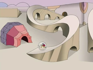 Stewie takes the place of the pinball on Family Guy.