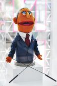 The Bloomberg Muppet on display at Jim Henson's Fantastic World