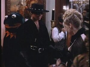 The Kermit costume with  (in the  costume) and  (in the witch costume) on Beverly Hills 90210.
