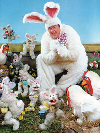 John Candy as the Easter Bunny in a photo spread from the Spring 1986 issue of Muppet Magazine