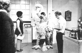 Loretta Long and Caroll Spinney rehearsing Scene 6.
