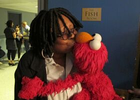 Whoopi Goldberg & Elmobackstage on Late Night with Jimmy Fallon