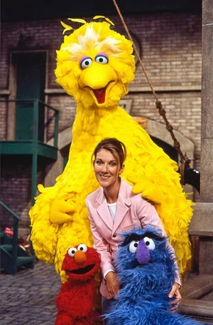 Céline Dion on the set of Sesame Street.