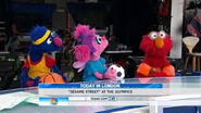 Elmo, Abby and Grover show off their Olympic pride in a Today Show appearance, August 9, 2012.