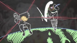 Animated Dr. Teeth (as Galileo) on the Tower of Pisa, in a "Muppet Labs Field Test" segment on the Muppets Now episode "Getting Testy"