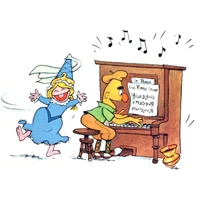 When Princess Penelope teaches piano to Prince Paul, a spittoon is visible in two panels, vibrating from the music. "The Princess and the P" Big Bird's Sesame Street Dictionary Vol. 3
