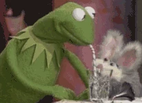 Kermit drinking a Jekyll/Hyde potion in The Muppet Show episode 420