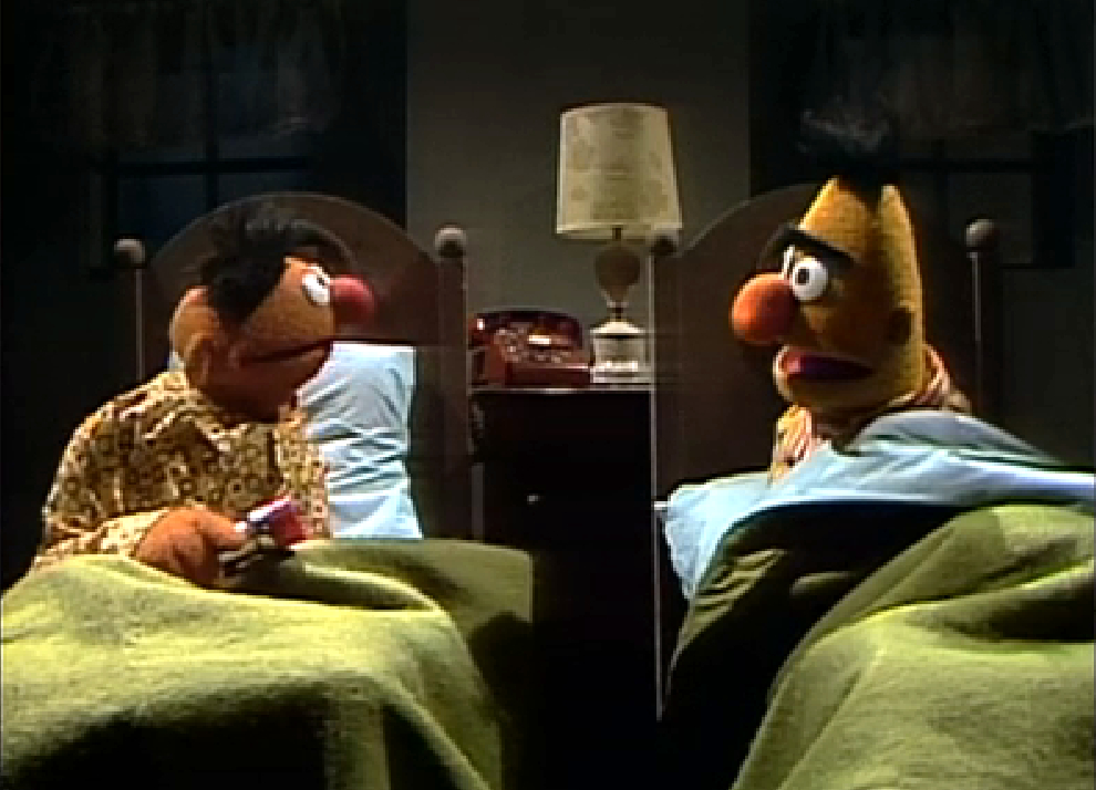 bert and ernie in bed