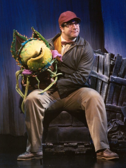 Joey Fatone as Seymour with Audrey II in the 2003 Broadway revival